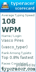 Scorecard for user vasco_typer