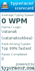 Scorecard for user vatanaksokkea