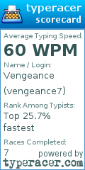 Scorecard for user vengeance7