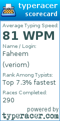 Scorecard for user veriom