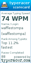 Scorecard for user wafflestompa