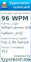 Scorecard for user william_2nd
