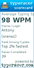 Scorecard for user xrenez
