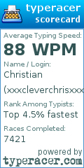 Scorecard for user xxxcleverchrisxxx