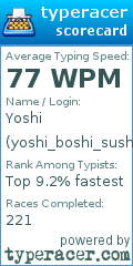 Scorecard for user yoshi_boshi_sushi