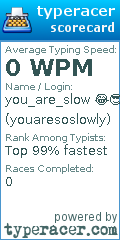 Scorecard for user youaresoslowly