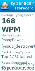Scorecard for user yssup_destroyer