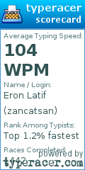 Scorecard for user zancatsan